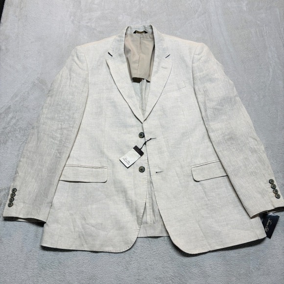 NWT‎ Tasso Elba Island 100% Linen Sport Natural Khaki Coat Blazer Mens XL - Picture 1 of 11